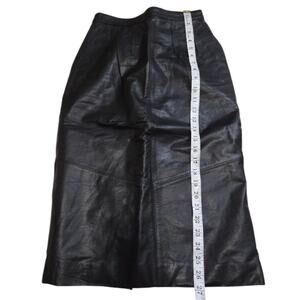Pelle‎ Ciur Vintage Elegant Black Leather Midi Skirt Size 6